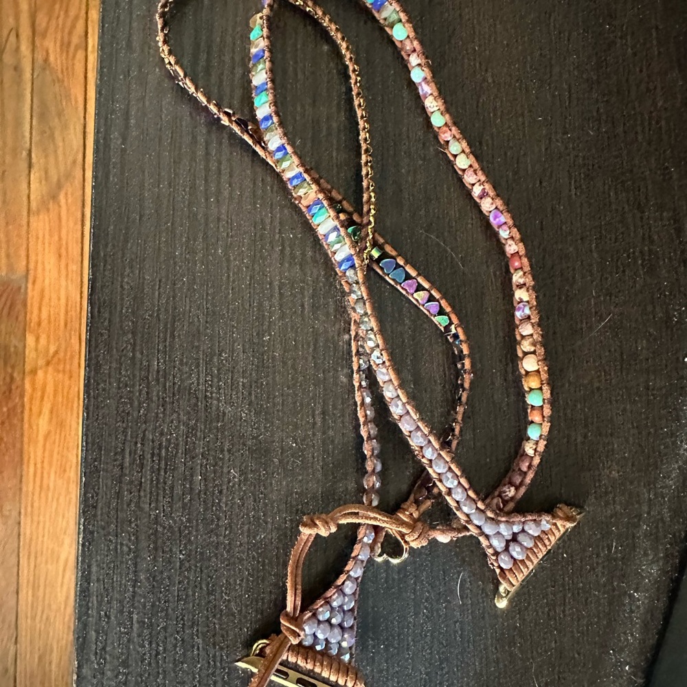Boho beaded Apple Watch wrap band.